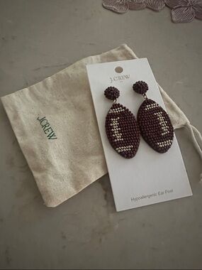J. Crew Brown Beaded Drop Earrings with Gold Bead Detail